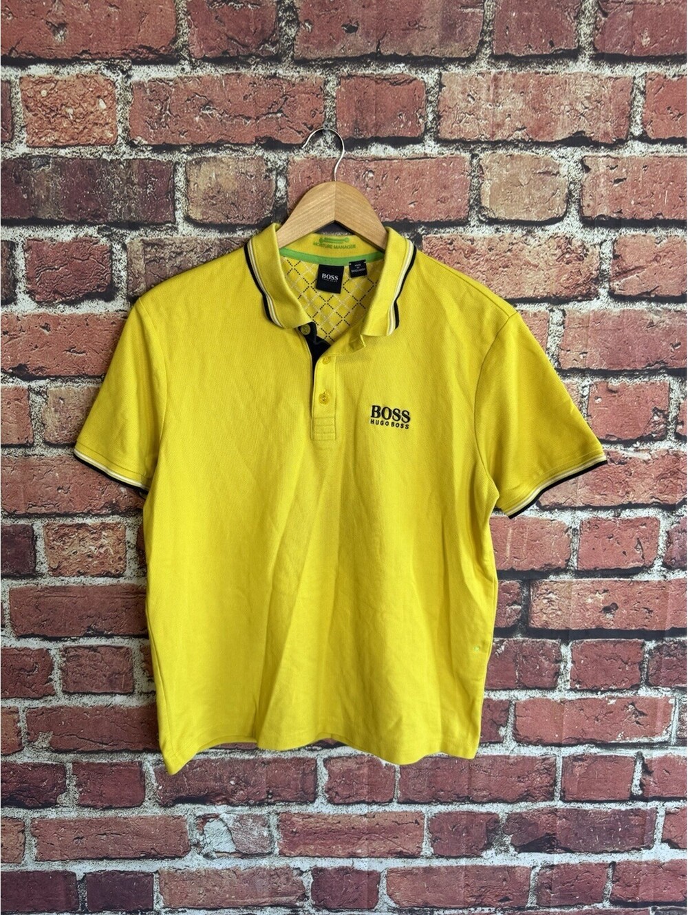 Hugo Boss Paddy Pro Moisture Manager Yellow Polo Shirt Men's Size Medium